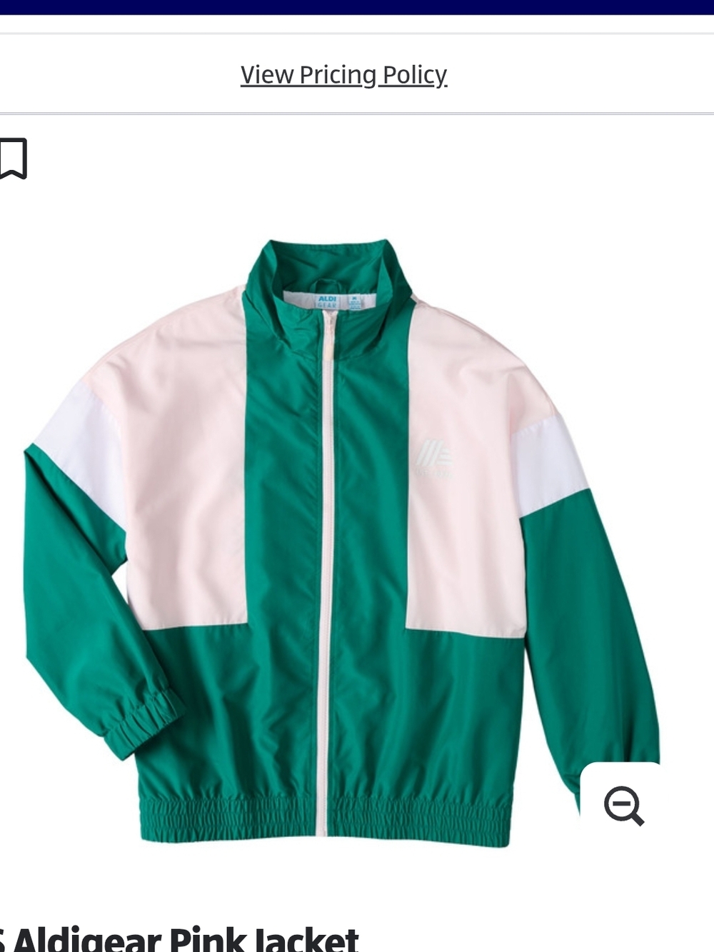 NWT Limited Edition ALDI 50th Anniversart Green and Pink Colorblock Track Jacket
